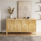 Indian Handmade Solid Wood Scatter Pattern Carved Sideboard